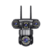 HIKWIFI Kamera Cctv empat lensa 12MP luar ruangan kamera keamanan Wifi IP66 tahan air deteksi gerak alarm V380 4G