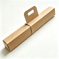Boîte en carton rectangulaire de 60 cm x 6 cm x 6 cm avec poignée et plateau intérieur pour emballage de gâteaux roulés et pâtisseries à emporter