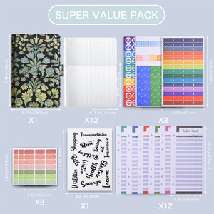 Lot de classeurs budgétaires A6 en gros avec enveloppes pour espèces, feuilles de suivi <span class=keywords><strong>des</strong></span> <span class=keywords><strong>dépenses</strong></span> et autocollants d'étiquettes - Product Image 2