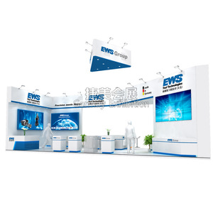 Stands Modulares para Exposiciones EWS Group en Forma de L, de Aluminio Azul, Reutilizables, Diseño de Stand Personalizado - Product Image 1