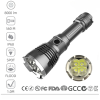 Lampe torche rechargeable personnalisée 7500LM, rechargeable par USB avec affichage de la puissance LED, torche en aluminium étanche pour le camping et les situations d'urgence