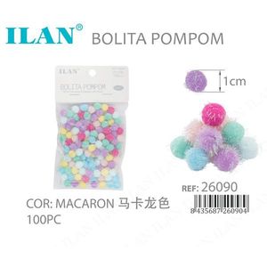 Ilan Bolita Pompom 1Cm Couleur Macaron 100Pc Fournitures Artisanales - Product Image 3