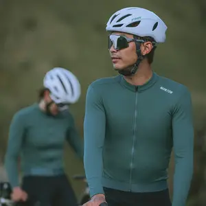 MONTON personalizado invierno térmica Jersey Deep Sea Bike Wear Top camisas urbano manga larga hombres bicicleta ropa otoño ciclismo Jers