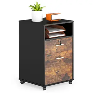 Wholesale Manufacturer Modern Office Furniture Wooden Rolling Mobile File Cabinet Drawer Storage Cabinet for Home Office