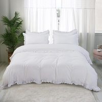 Ensemble de literie HONI pour toutes les saisons, 3 pièces, léger et moelleux, décoration de chambre, microfibre 80 g/m², housse de couette blanche à volants