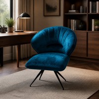 Fauteuil de bureau en velours avec dossier incurvé et assise rembourrée pour chambre, salon ou espace commercial