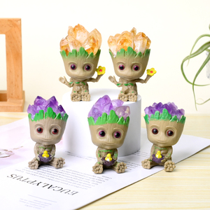 Wholesale Healing Crystal Craft Cartoon Figure <b>Groot</b> Citrine Amethyst <b>Groot</b> Ornaments for <b>Gift</b> - Product Image 1