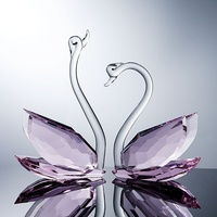 Ornements créatifs en verre cristal rose, paire de cygnes, cadeau de mariage, cadeau de pendaison de crémaillère, décoration de salon, décorations semi-artisanales