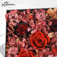 Vente chaude De Luxe Réel Naturel Boîte Carrée Fleur Séchée Préservé Hortensia Fleur Éternelle Rose Boîte-Cadeau Pour La Saint Valentin Cadeau