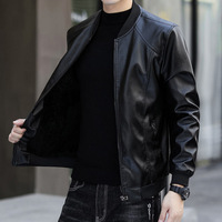 Blouson Bomber Rétro Noir Personnalisable en Cuir PU Matelassé à Col Montant pour Homme, Coupe Classique, Printemps-Automne, Marque Privée, Fabriqué sur Commande
