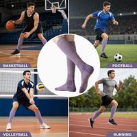 Chaussettes de sport mi-hautes OEM en polyester et nylon, chaussettes de compression tricotées, chaussettes rembourrées pour le football et la course à pied, logo personnalisé