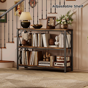 Scaffale Multifunzionale a 3 Ripiani in Legno Resistente, Libreria, Tavolo da Ingresso, Tavolino <span class=keywords><strong>Vintage</strong></span> da Soggiorno/Ufficio con Ripiani Aperti - Product Image 5