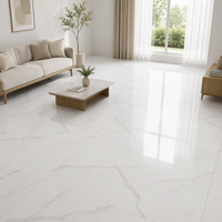 Carrelage en porcelaine blanc brillant effet marbre, design moderne, Foshan JBN, 800x800, pour salon et appartement.