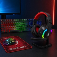 Ensemble de jeu TF810 4 en 1, clavier rétroéclairé RGB, souris 7 couleurs LED, 2400 DPI, casque 40 mm, tapis de souris 300x250 mm, filaire pour PC