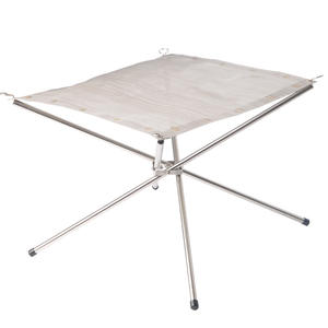 Support de foyer pliable portable en acier inoxydable coupe-vent pour camping extérieur, barbecue, combustible bois, couleur argent - Product Image 3