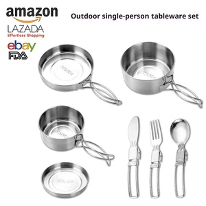 <span class=keywords><strong>Set</strong></span> di Pentole da Campeggio Isolate in Acciaio Inox 304, Ecologiche, Portatili, Multifunzionali, per Picnic, con Contenitore Pieghevole per Esterni - Product Image 3