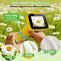 Loupe numérique 1000X 8 LED 2MP avec écran 2 pouces, jouet scientifique portable pour enfants, mini microscope électronique de poche pour enfants