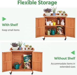 Outdoor Garden <b>Potting</b> Table <b>Large</b> Space Storage Metal-Plated Tabletop Solid Wood Construction 154 Lbs Capacity - Product Image 3