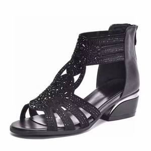 <span class=keywords><strong>Sandales</strong></span> à talons hauts en diamant noir personnalisées pour l'été 2024, taille 34-41, fermeture éclair à l'arrière, bouche de poisson, pour femmes - Product Image 2