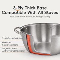 Casserole vapeur en acier inoxydable 304 pour le commerce extérieur, sans revêtement, épaissie, usage domestique, double poignée, conception à trois couches, compatible avec les cuisinières à gaz