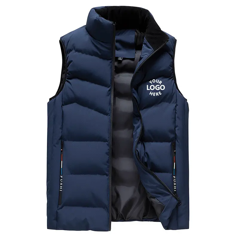 Plus size mens utility vest coat sleeveless warm jacket fashion oversized black puffer vest