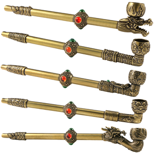 Wholesale Antique Multi-style Brass Pipe Recyclable Metal Crafts Collection Buddhism Holiday Decoration & Gift