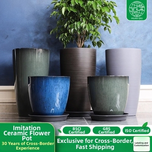 Jardinières décoratives hautes en résine P294 pour plantes d'intérieur, pots <span class=keywords><strong>à</strong></span> <span class=keywords><strong>fleurs</strong></span> de <span class=keywords><strong>grande</strong></span> <span class=keywords><strong>taille</strong></span> de haute qualité, jardinières et pots légers pour hôtel - Product Image 1