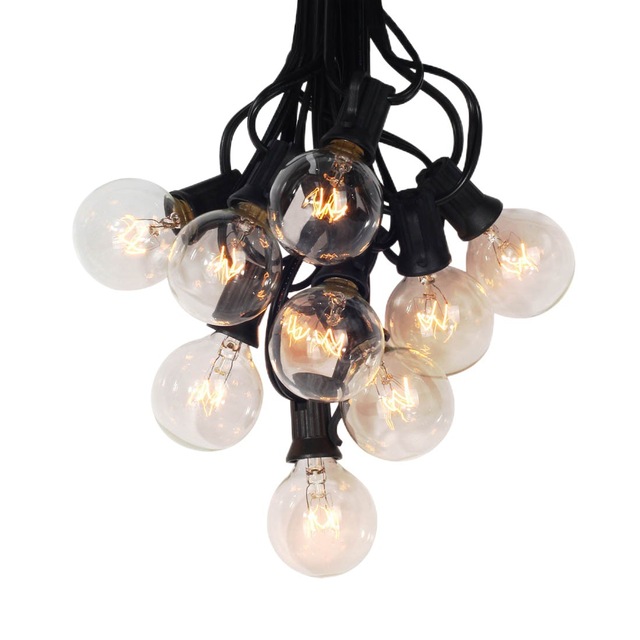110v Tungsten Bulb Lamp Indoor and Outdoor Globe Bulbs Black Wire Connectable Fairy Lights Decorative String Light Garden G40
