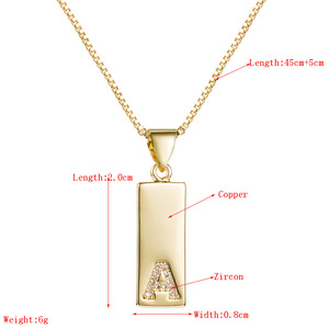 Collana con ciondolo con incisione a cuore in rame placcato oro 18 carati con zirconi 26 lettere dell'alfabeto collana con scollo a barchetta in ottone Hip Hop per donna uomo - Product Image 6