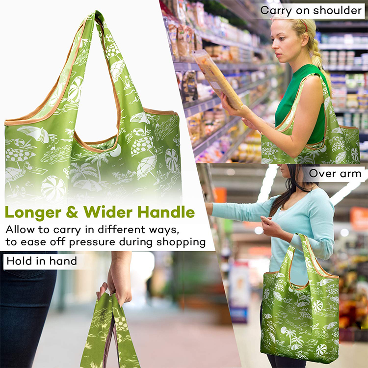 Customize Reusable foldable folding tote polyester nylon shopping bag
