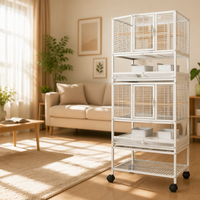 Cage à perroquets en métal à barres horizontales, empilable, extra-large, luxueuse, anti-éclaboussures, ornementale pour perruches, calopsites, agapornis