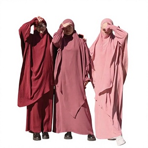 Ensemble Djellaba ample et décontractée pour l'Aïd avec Hijab intégré, Robe de prière, Vêtement musulman pour femme, Abaya, Khimar, Burqa modeste, Vêtements islamiques - Product Image 1