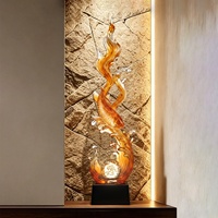 Grande sculpture de poisson koï en résine TONFO, ornement décoratif sur pied avec éclairage LED, style chinois luxueux et moderne pour la maison et l'hôtel