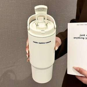 Bouteille d'eau isotherme portable Lucky Supply Chain en acier inoxydable 316 grande capacité, couleur blanc aube - Product Image 2