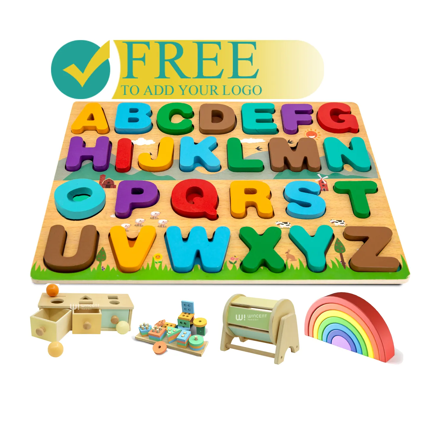 Armoire géométrique Montessori personnalisée en gros enfants Abc et lettres jouets éducatifs jouets Montessori pour 1 à 3 ans