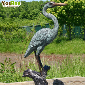 Statue d'heron <span class=keywords><strong>vert</strong></span> en métal Bronze taille réelle, Sculpture d'ornement de jardin - Product Image 1