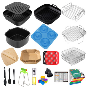 Set di Rivestimenti in Silicone Riutilizzabili per <span class=keywords><strong>Friggitrice</strong></span> <span class=keywords><strong>ad</strong></span> <span class=keywords><strong>Aria</strong></span>, <span class=keywords><strong>Accessori</strong></span> per Forno e <span class=keywords><strong>Friggitrice</strong></span> con Griglia in Acciaio Inox - Product Image 5