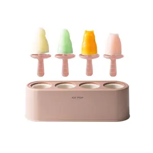 Original Design 4 Pieces Ice Pop Maker, Food Grade Popsicle Mold Reusable Easy Release Ice Pop