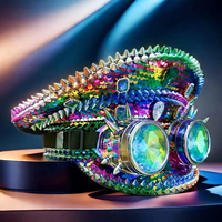 Chapeau de Capitaine Steampunk à Paillettes Arc-en-ciel et Clous, avec Lunettes, pour Femme, pour Fête et Festival (Burning Man), Vente en Gros, MOQ 3
