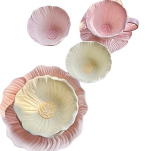 Hot Selling Ceramic Gentle Cream-Style Floral Tableware <b>Set</b> Matte Bowls Plates <b>Microwave</b> Safe for Home Afternoon Tea - Product Image 5