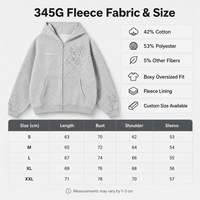 Sweat à capuche zippé personnalisé pour homme, imprimé léopard uni, logo brodé vieilli, coupe ample et oversize, en coton épais 345 g/m²