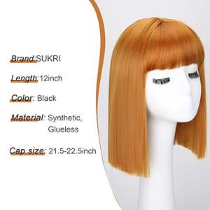 <span class=keywords><strong>Cheveux</strong></span> BOB lisses couleur cuivrée les plus vendus, 12 pouces, aspect naturel, fibre résistante à la chaleur, densité 150 %, sans colle - Product Image 3