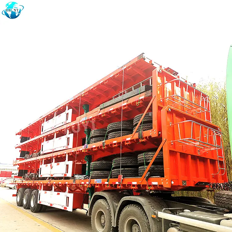 Werksverkauf 3 Achsen 40ft Container Sattel auflieger Fahrgestell Flach bett Neu und gebraucht 3-Achs-Pritschen-Sattelauflieger