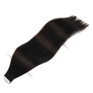 Extensions de cheveux humains Remy double drawn de qualité professionnelle, avec cuticules intactes, à bandes adhésives, 40 cm, brun naturel, lisses et soyeuses - Product Image 3