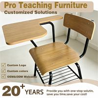 Chaise de bureau réglable pour étudiant avec rangement, cadre en MDF, plateau en bois, support pour tablette, mobilier de salle de classe pour amphithéâtre