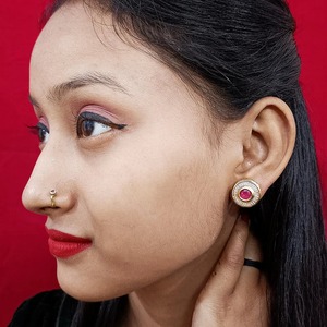 Tùy Chỉnh Màu Sắc Ngọc Lục Bảo Màu Xanh Lá Cây Của <span class=keywords><strong>Ruby</strong></span> Đỏ <span class=keywords><strong>CZ</strong></span> 14K Vàng Mạ Bông Tai 925 Bạc Halo Kim Cương Đinh tán Phụ Nữ Của Đồ Trang Sức - Product Image 6