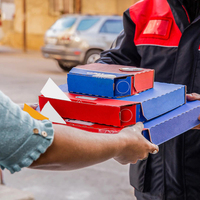 Kotak Karton Kertas Bergelombang Putih untuk Kemasan Pizza dengan Cetak Logo Kustom Grosir