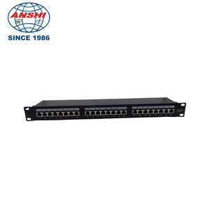 Panel de Conexiones ANSHI de 19 Pulgadas 1U, 24 Puertos CAT6 Blindados STP T568A/B, Tipo Integrado con Gestión de Cables Trasera - Product Image 3