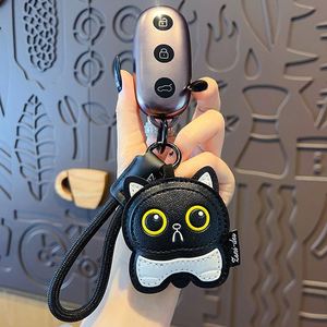 Cute PU Leather <b>Cat</b> Keychain, Custom Car Key Pendant for Women, Fashion Animal Keychain <b>Gift</b> - Product Image 2