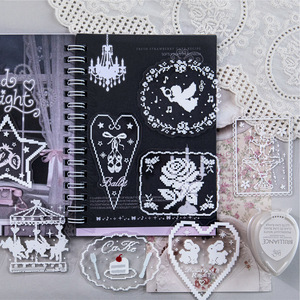 Autocollants transparents en PET à cadre en dentelle ajourée vintage, motifs rétro lignes blanches, bordures cœur et étoile, feuilles décoratives pour scrapbooking Kawaii - Product Image 3